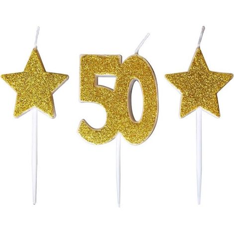 Velas de cumpleaños número 50 con estrellas