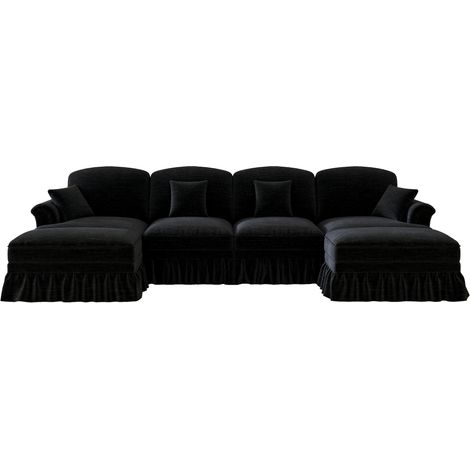 Canapé Cloud modular 4 places chenille noir 350x140x93 cm ZIPSOFA Canapé Canapé (1/5)