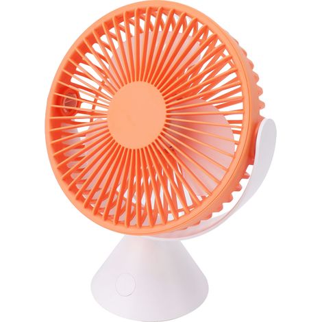 Tischventilator mit 3 Geschwindigkeitsstufen, Aufhängemöglichkeit, USB-Anschluss, 360°-Drehung, 1500 mAh, ideal für Camping, Zelte und Dächer, orange (1/5)