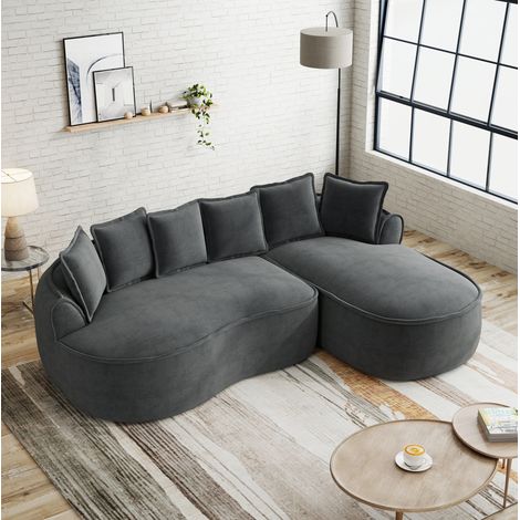 divano seduta 122 cm relax profonda chenille grigio HAVRYA (1/5)