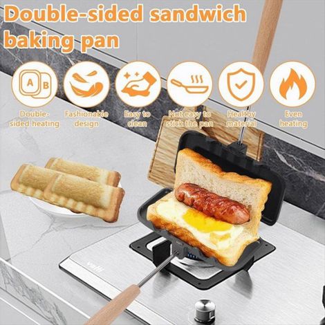 Machine à Sandwich pour -Déjeuner, Machine à Sandwich, Grille-Pain à Hot-Dog, Ustensiles de Cuisson à Pression, Poêle à Frire (1/4)
