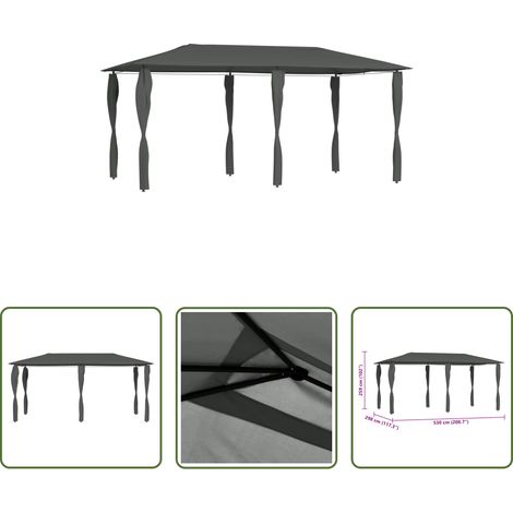 Abri extérieur - Belvédère avec revêtement de poteaux 2,98x5,3x2,59 m 160 g/m² (1/5)