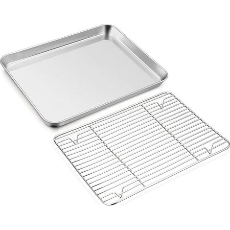 1 Set Plaque De Cuisson, Acier Inoxydable, Grille De Refroidissement, 40x30cm, Pour Four, Pâtisserie (1/5)