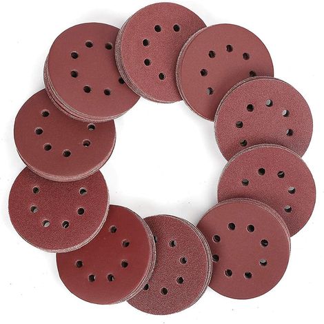 disques De Ponage 100 Pices, Disques Abrasifs De 125mm Avec 8 Trous, Grain 180 Pour Polissage, Drouillage, Finition (1/5)