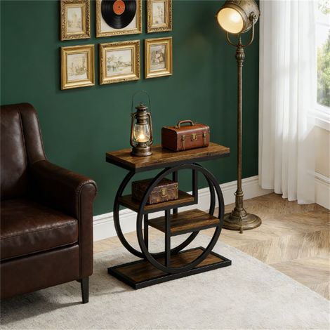 Table basse en bois à 4 niveaux avec étagère de rangement, table d'appoint en bois pour salon ou chambre (1/5)