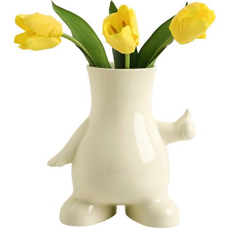Jarrón de cerámica “INS Mini Cartoon Handgest Vase” (1 unidad), color: helado de vainilla, decoración para mesas de salón y comedor elegantes con arreglos florales. (1/5)