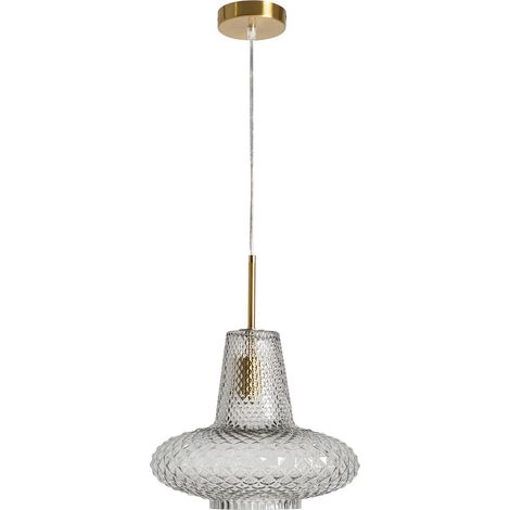 Lustre vintage en cristal transparent style chaleureux et élégant - Cristal transparent et fer noir (1/5)