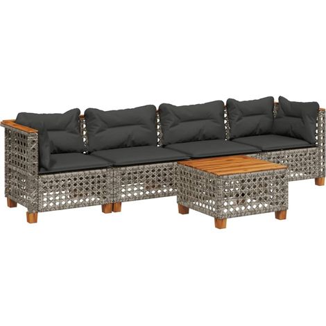 Maison Exclusive - 5-tlg. Garten-Sofagarnitur mit Kissen Grau Pol