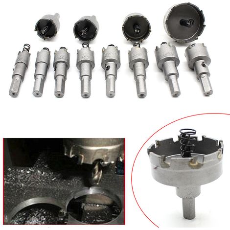 Hartmetall+Stahl Lochsäge Reibbohrer 12x Set Bohrkronen 15-50mm Für Stahlplatte