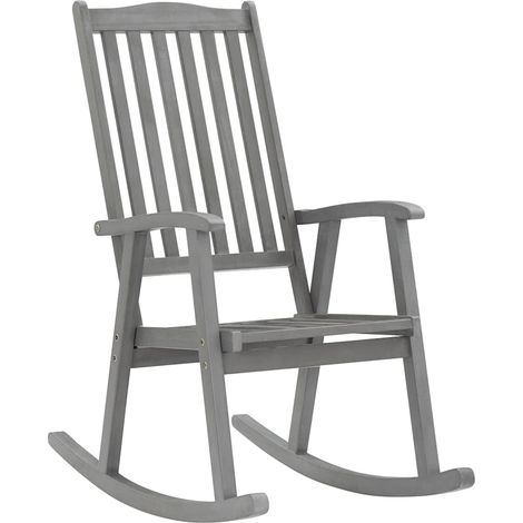 Maison Exclusive - Schaukelstuhl mit Auflage Grau Massivholz Akaz (1/5)