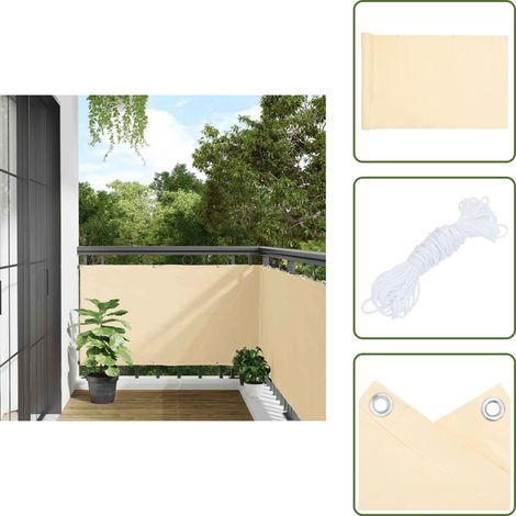 Recinzione da giardino - vidaXL Paravento da Balcone Crema 600x120 cm in PVC - Schermo per privacy
