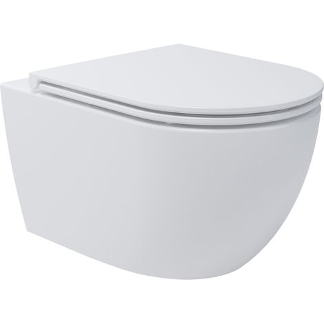 Whirlflush Hänge Wand WC Soho 3.0 Spülrandlos Tornado Spülung Weiß Glanz mit WC-Sitz Super Slim Toilette:Compact (480x360) (1/5)