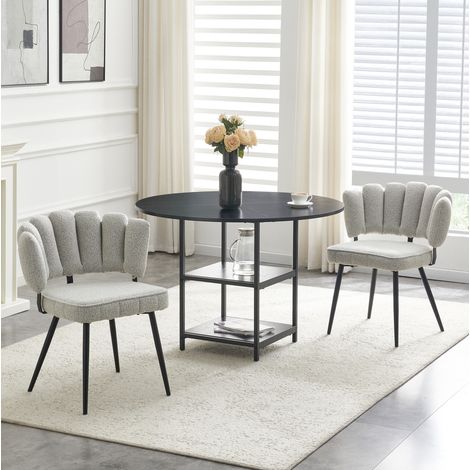 Set tavolo rotondo 107 cm con doppio ripiano e 2 sedie grigie, stile industriale (1/5)
