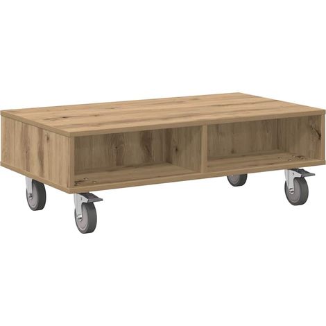 Maison Exclusive - Tavolino con Ruote Rovere artigianale 90 x 50 x 30 cm