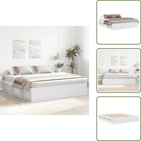 Cadre de lit sans matelas blanc 180x200 cm - Cadre De Lit - Lit Double - Lit Super King Size - Meuble De Chambre - Design Moderne (1/5)