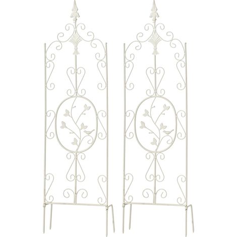 Set di 2 tralicci da giardino supporto per piante rampicanti 122x35 cm metallo bianco 100003824