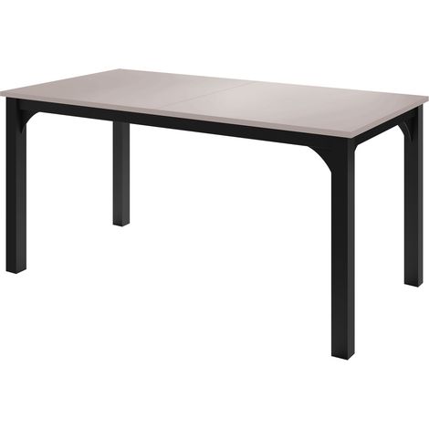Mesa Oswego 137, Cachemira + Negro, 76x90x160cm, Alargamiento, Aglomerado laminado, Metal (1/4)