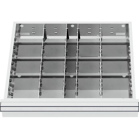 STIER Schubladeneinteilung Metalleinteilung BLH 150/175 mm Innenmaß 500x450 mm 20 Fächer 6 x TW 125 (1/4)