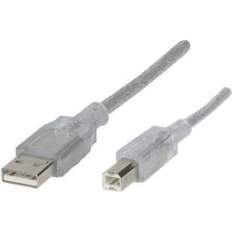 Câble USB 2.0 A mâle vers B mâle, 1,80 m, transparent, référence RF-4538144 / A807452 (1/2)