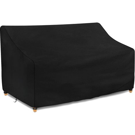 Housse Banc de Jardin 2 Places 134x66x63/89cm Imperméable, Housse Canape de jardin Exterieur, housse salon jardin Tissu Oxford, Coupe-Vent, Anti-UV, avec Boucle, Noir (1/5)