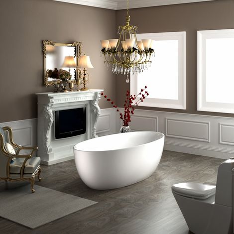 BERNSTEIN - Bañera exenta acrí­lica TERRA blanco mate - 186 x 88 x 60 cm - griferí­a opcional:sin montaje en stand, Sin sifón