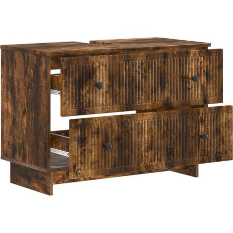 Maison Exclusive - Armadio per Lavabo da Bagno EDE Rovere Fumo 82 x 41 x 59 cm (1/5)
