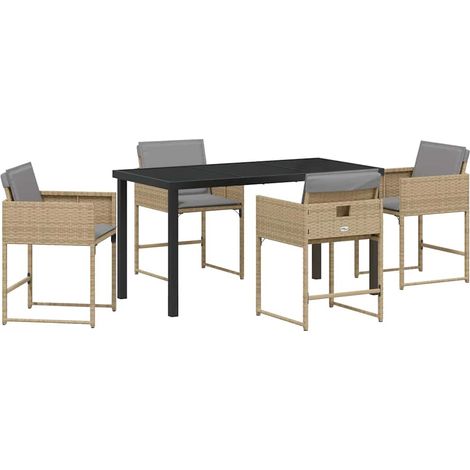Ensemble de salle à manger pour jardin 5 pcs，Salon de jardin Beige Poly rotin CFW85693 (1/5)