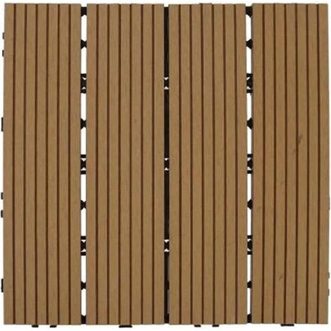 TRADE SHOP - Piastrella Per Giardino Esterno Effetto Legno Pavimento Antiscivolo Ad Incastro 73556 - (1/4)