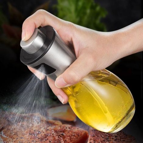 200-ml-Olivenölsprüher mit auslaufsicherer Edelstahldüse, Glasflasche. (1/4)