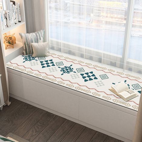 Bay Window Cushion, Nordic Luxury Style, Rectangular, Waterproof, Easy-to-Clean PVC Leather Cushion for Home and Bedroom - Japanese Diamond Pattern - 50150cm