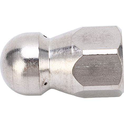 Buse de nettoyage haute pression 5000 PSI pour le débouchage de canalisations, buse de nettoyage à jet d'eau en acier inoxydable, tête sphérique, 1 orifice avant, 3 orifices arrière, filetage G1/4 po (1/5)