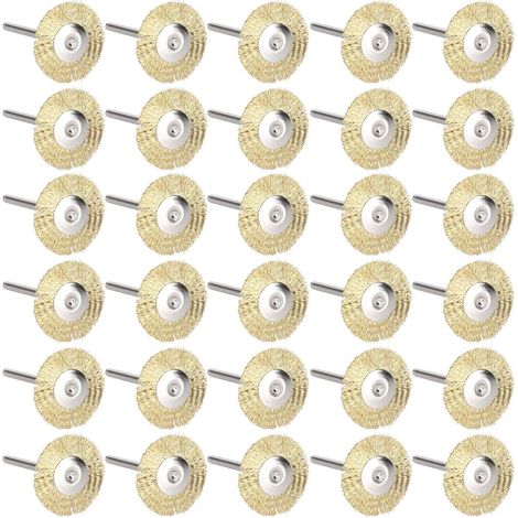 (Fil de Laiton)30 pièces Roue de Brosse en Fil d'acier Mini Brosse métallique Roue Tasse brosses de Roue de Polissage pour Polissage Nettoyage Rouille Corrosion Peinture (1/5)