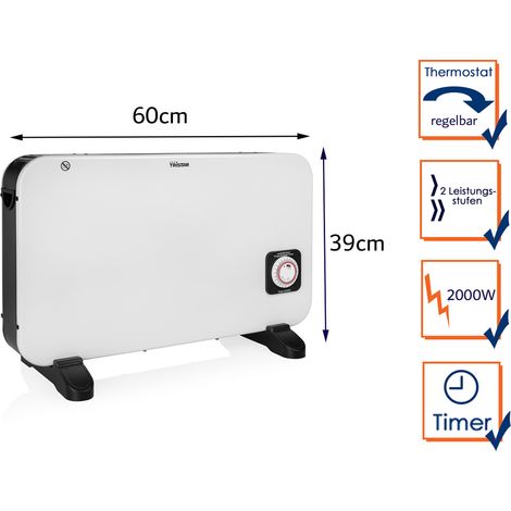 Konvektor Heizung, Elektroheizer für 25m² Räume, Timer - 2000Watt (1/5)