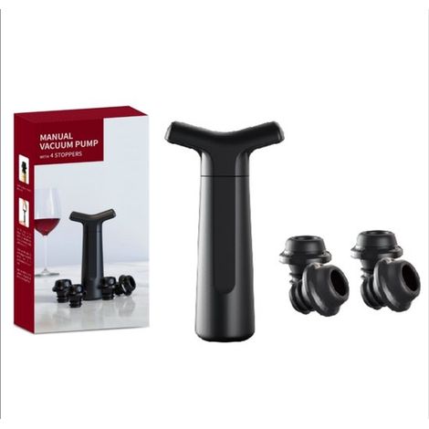 Tapón de vacío de calidad para vino con 4 tapones，Bomba de vacío reutilizable para almacenar vino，Tapón para botella de vino (1/4)