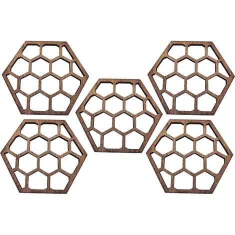 dessous de verre en bois à motif alvéolé finition naturelle (1/5)