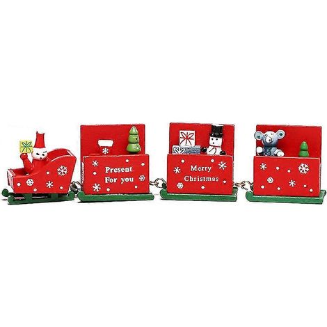 Bemalte Weihnachtseisenbahn aus Holz, Weihnachtsdekoration, Geschenk für Kinder, Tischdekoration (1/5)