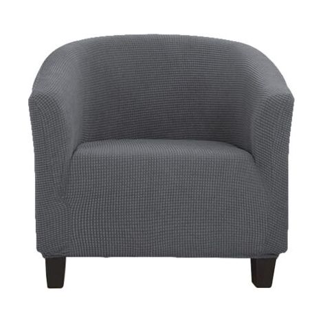 Ahlsen Housse de fauteuil extensible jacquard avec accoudoirs pour fauteuil de café, chaise de club, fauteuil de relaxation, housse extensible (gris foncé) (1/5)