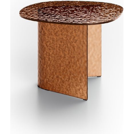 Tavolino da salotto Fold Small - Struttura e piano in vetro martellato colore bronzo, design moderno ed elegante 60x60x44 cm - Arredo (1/2)