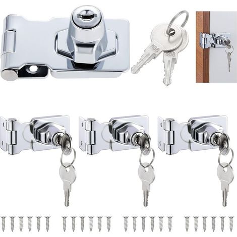Lot de 4 cadenas à loquet en métal, 2,5 pouces, en alliage de zinc, pour armoires de rangement, tiroirs, coffres et boîtes (1/5)