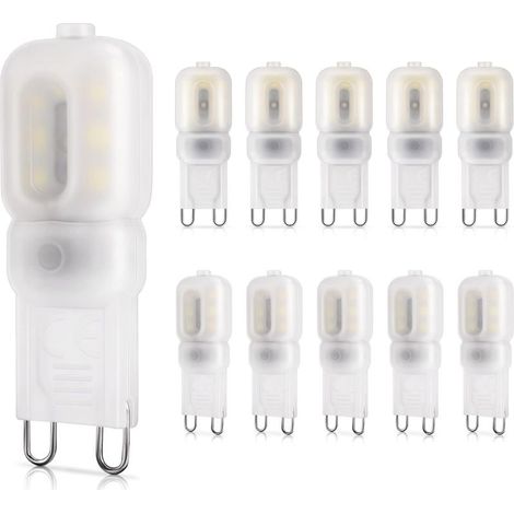 Bombilla LED G9 de 2W, equivalente a una halógena de 20W, 260LM, luz blanca fría de 6000K, no regulable, 220-240V, bombillas de bajo consumo, paquete de 10 [Clase energética E] (1/5)