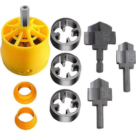 Outil de perçage pour tubes d'eau avec filière pour tubes PVC 1/2, 3/4 et 1 pouce, tige hexagonale. (1/5)
