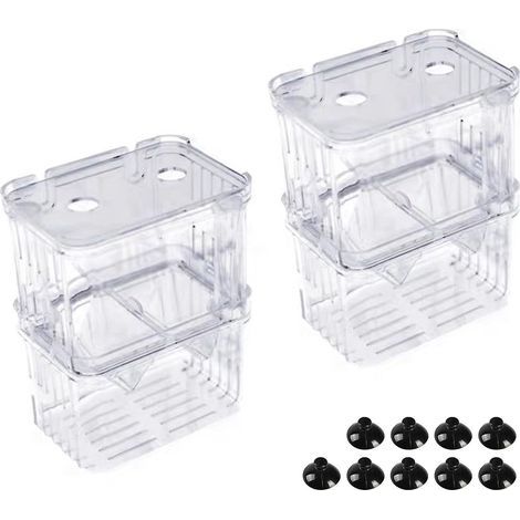 Set of 2 rearing boxes, plastic, suction cups, divider, aquarium, shrimp, fish (1/5)