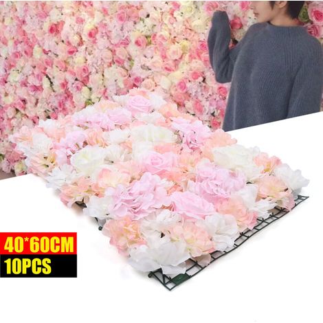 10Pcs Panneau mural de fleurs artificielles en soie hortensia Banquet Wedding Party Decor (1/5)