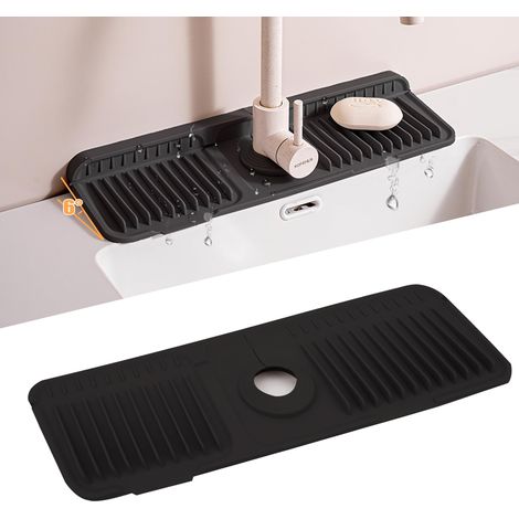 Tapis de Robinet en Silicone, Protection Anti-Éclaboussures pour Évier de Cuisine,Tampon de Séchage pour Comptoir de Cuisine et Salle de Bain (1/5)