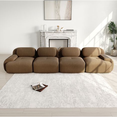 Modulares 4-Sitzer-Sofa 388 x 103 x 70 cm aus braunem Cordstoff, montagefrei – MEUBLIV (1/5)