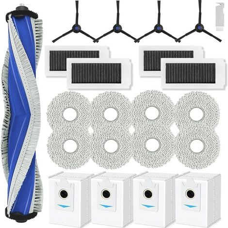 Accessori per ECOVACS DEEBOT X5 Omni, ricambi per ECOVACS X5 Pro Omni con 1 spazzola principale, 8 panni, 4 sacchetti per la polvere, 4 filtri HEPA, 4 spazzole laterali (1/5)