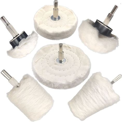 Lot de 6 disques de polissage pour perceuse, tampons de polissage, outils de polissage en forme de roue pour bijoux, bois, plastique, céramique, verre, etc. (1/4)