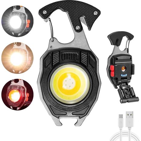 Mini lampe de poche porte-clés à LED, lampe d'inspection étanche, mini lampe de poche rechargeable par USB, noire (1/5)