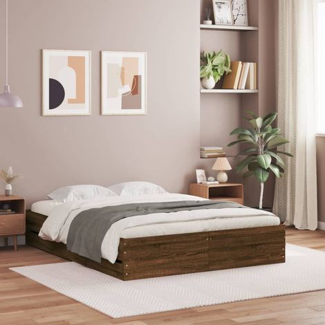 Bettgestell mit Schubladen Braun Eichen-Optik 150x200 cm (1/5)