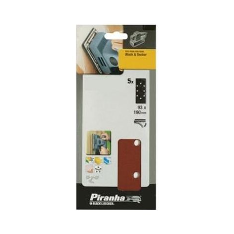 BLACK&DECKER PIRANHA-5 FOGLI ABRASIVI FORATI PER LEVIGATRICI ORBITALI mm 93x190 GRANA 80 X31517-XJ (1/2)